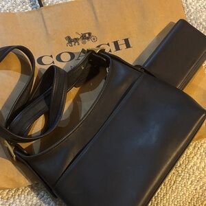 Coach Black Leather Crossbody Bag with Matching Wallet